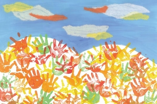 手でスタンプして紅葉に！「手でスタンピングをして紅葉を描こう」